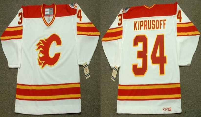 2019 Men Calgary Flames 34 Kiprusoff white CCM NHL jerseys